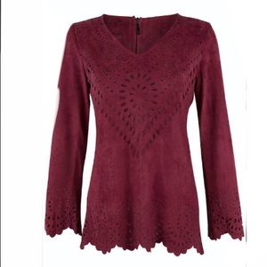 Antonio Makali faux suede laser cut tunic